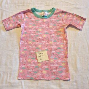 Hanna Andersson girls size 150 or 12 short sleeve pajama top flamingo design